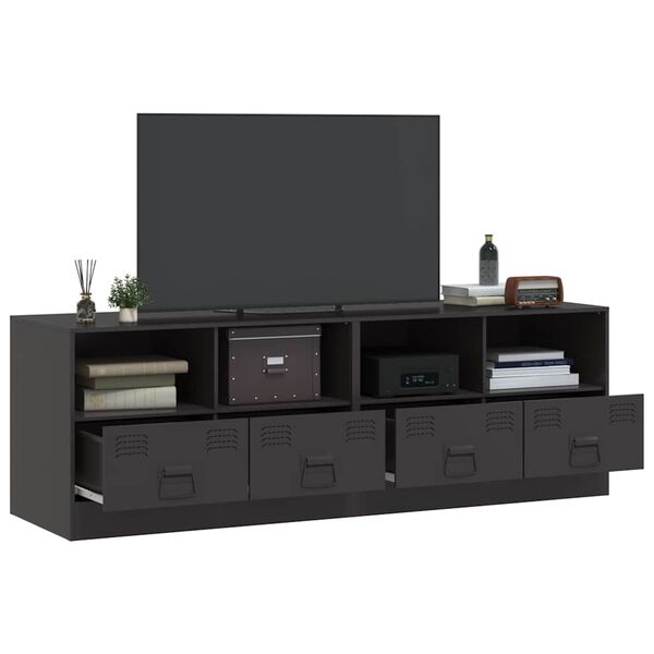 vidaXL TV Cabinets 2pcs Black 67x39x44 cm Steel