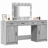 vidaXL Dressing Table with Mirror Lights 3 pcs Grey Engineered Wood