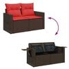 vidaXL 7 Piece Garden Sofa Set with Cushions Brown Poly Rattan Acacia