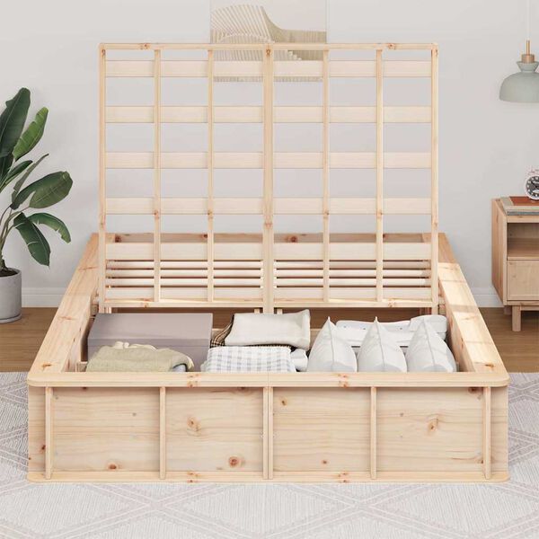 vidaXL Bed Frame Brown 140 x 190 cm Solid Pine Wood