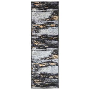 vidaXL Rug Runner LESAKA Black and Gold 50 x 100 cm Diamond Velvet