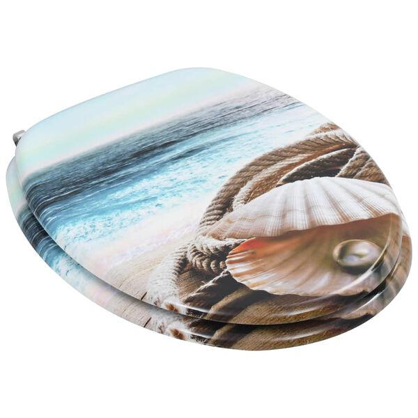 vidaXL WC Toilet Seats 2 pcs with Lids MDF Muschel Design