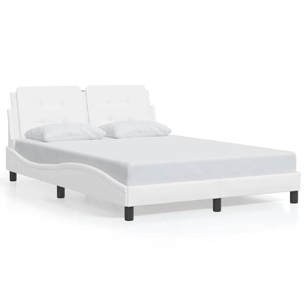 vidaXL Bed Frame without Mattress "Zadar" White 140x190 cm Faux Leather