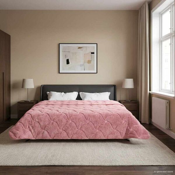 vidaXL Winter Duvet Pink 220 x 240 cm Microfiber and Teddy fleece