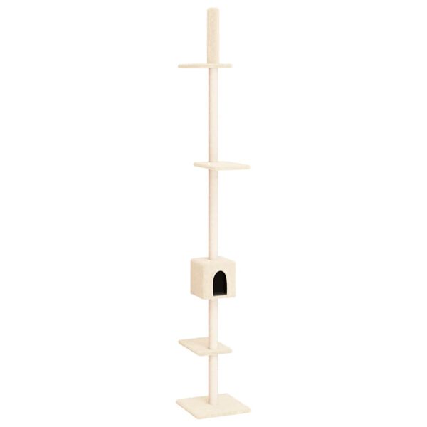 vidaXL Floor to Ceiling Cat Tree Cream 250.5-276.5 cm