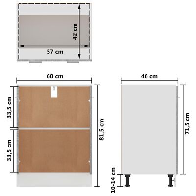 vidaXL Bottom Cabinet Grey Sonoma 60x46x81.5 cm Engineered Wood