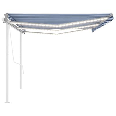 vidaXL Manual Retractable Awning with LED 6x3.5 m Blue and White