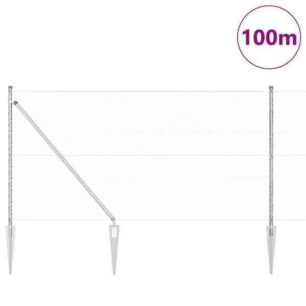 vidaXL Fence Post Silver 100 x 1 m (36 mm mesh) Steel