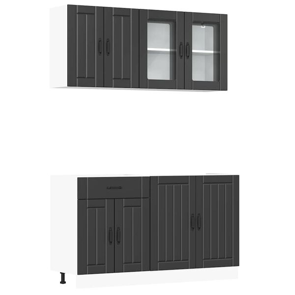 vidaXL 4 Piece Kitchen Cabinet Set Lucca Black Engineered Wood