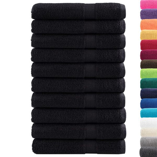 vidaXL Premium Sauna Towels SOLUND 10 pcs Black 80x200 cm 600 gsm