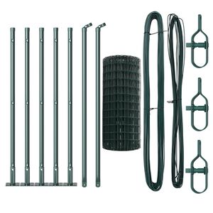 vidaXL Fence with Post Green 0.4 x 10 m Steel and PVC