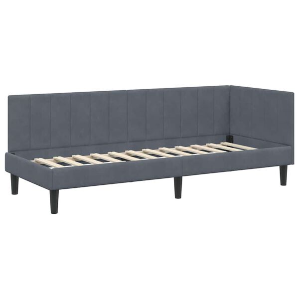 vidaXL Corner Bed Frame with Headboard Dark grey 80 x 200 cm Velvet