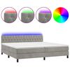vidaXL Box Spring Bed with Mattress&LED Light Grey 200x200cm Velvet