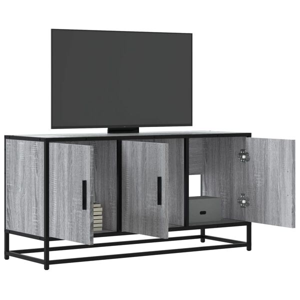 vidaXL TV Cabinet Grey Sonoma 100x35x50 cm Engineered Wood and Metal