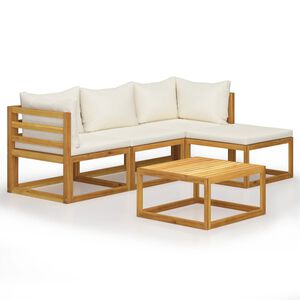 vidaXL 5 Piece Garden Lounge Set with Cushions Solid Wood Acacia