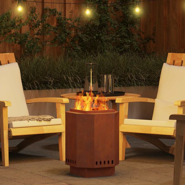 vidaXL Smokeless Fire Pit Brown 38 x 38 x 51 cm Weathering Steel