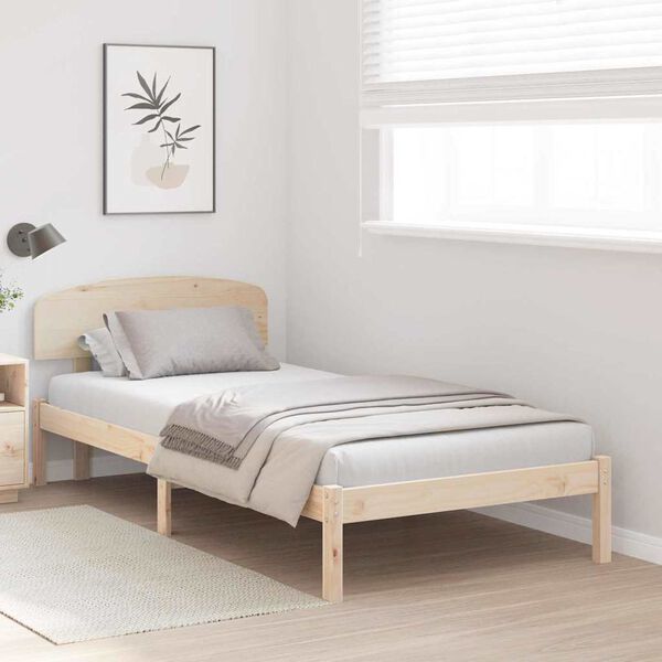 vidaXL Bed Frame with Headboard Natural 80 x 200 cm Solid Pine Wood