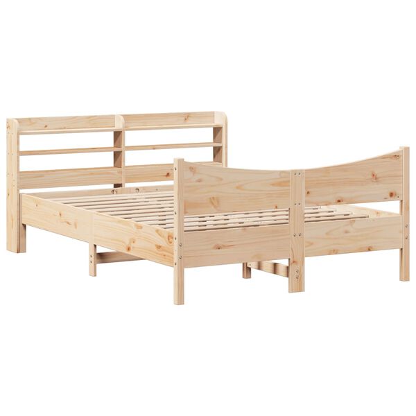 vidaXL Bed Frame with Headboard 120x200 cm Solid Wood Pine