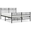 vidaXL Metal Bed Frame without Mattress with Footboard Black 135x190cm