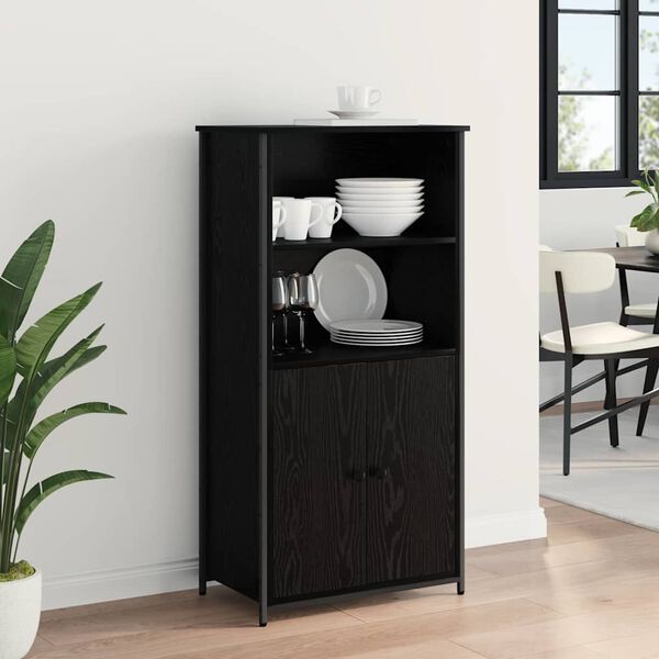 vidaXL Highboard Black Oak 62 x 36 x 121.5 cm Engineered Wood