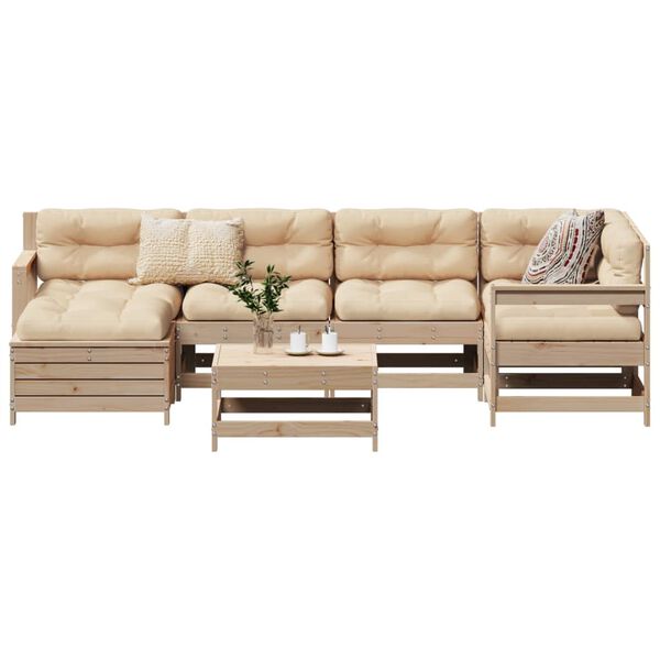 vidaXL 7 Piece Garden Sofa Set Solid Wood Pine