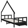 vidaXL Kids Bed Frame with Drawers Black 90x200 cm Solid Wood Pine