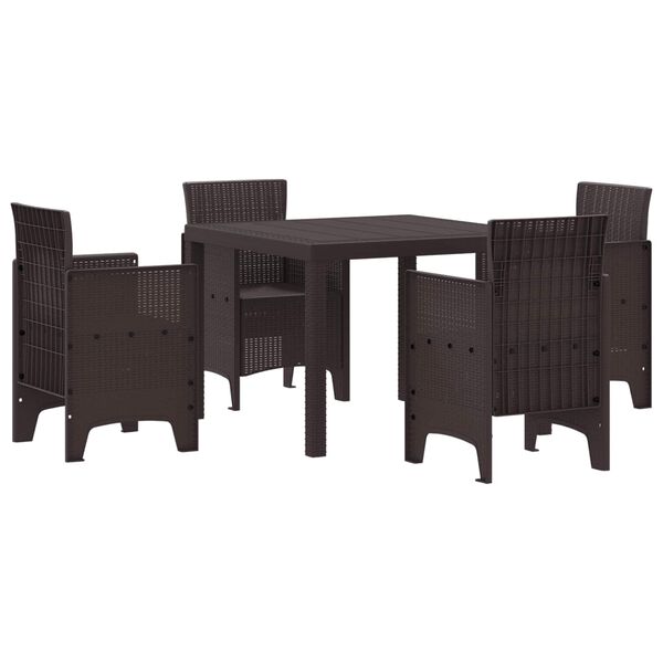 vidaXL Garden Dining Set 5 pcs Brown Polt rattan