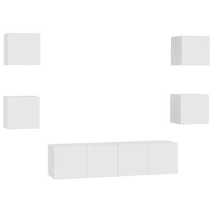 vidaXL 6 Piece TV Cabinet Set White Engineered Wood