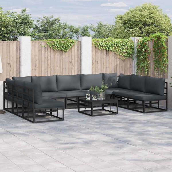 vidaXL Garden Sofa Set with Cushion Black Aluminium
