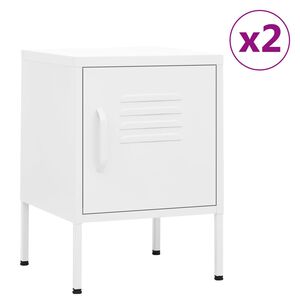 vidaXL Nightstands 2 pcs White 35x35x51 cm Steel