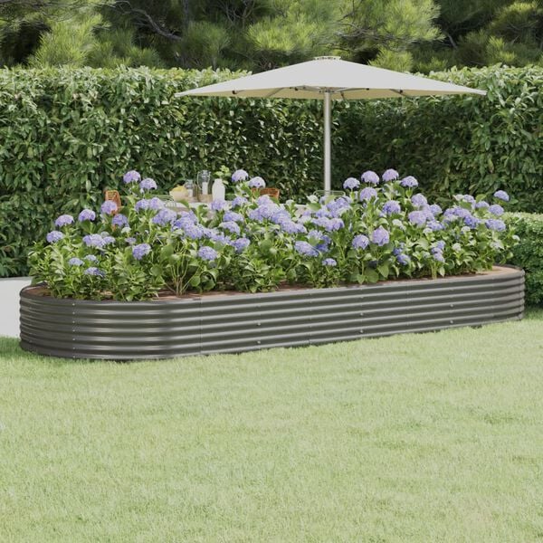vidaXL Garden Raised Bed Galvanised Steel 373x140x36 cm Grey