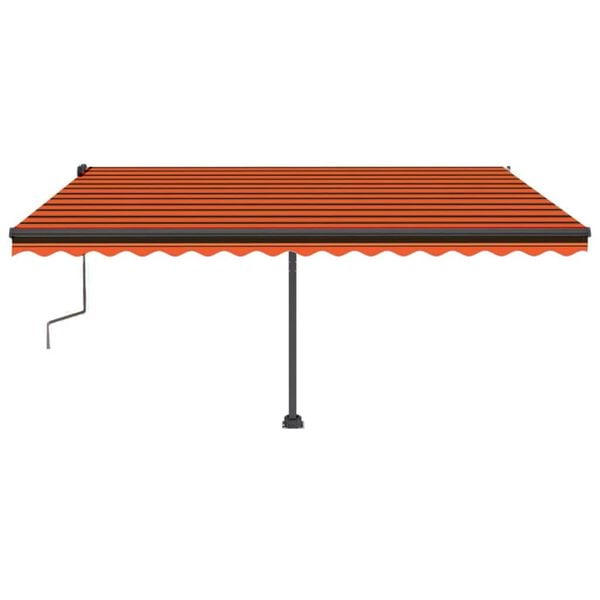 vidaXL Freestanding Manual Retractable Awning 450x350 cm Orange/Brown