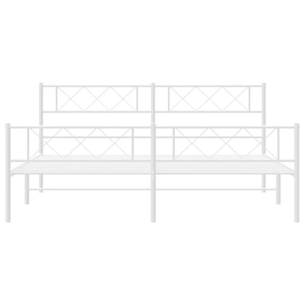 vidaXL Metal Bed Frame without Mattress with Footboard White 183x213cm