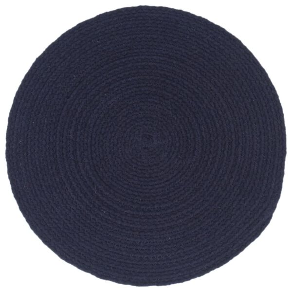vidaXL Placemats 4 pcs Plain Navy Blue 38 cm Round Cotton