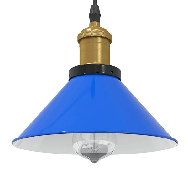 vidaXL Pendant Lamp Height Adjustable E27 Gloss Dark Blue Ø 22 cm Metal
