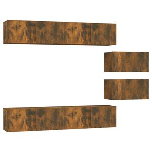 vidaXL 4 Piece TV Cabinet Set Smoked Oak Engineered Wood