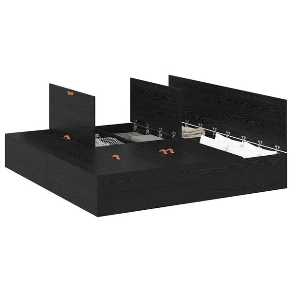 vidaXL Storage Bed Frame Black Oak 180 x 200 cm Engineered Wood