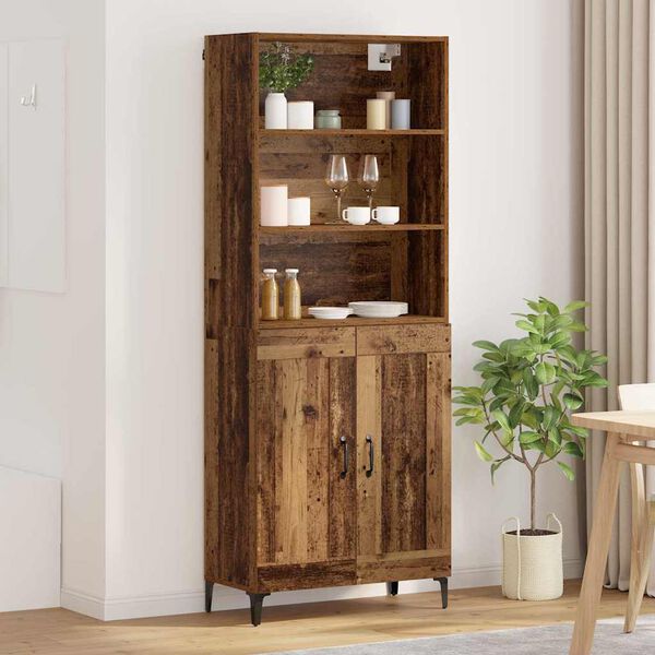 vidaXL Highboard 2 pcs Old wood Engineered Wood