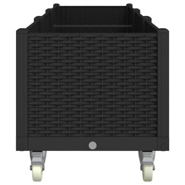 vidaXL Garden Planter with Wheels Black 240x50x54 cm PP