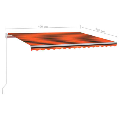 vidaXL Automatic Retractable Awning with Posts 4x3 m Orange&Brown