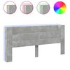vidaXL Headboard Cabinet with LED Concrete Grey 220x16,5x103,5 cm