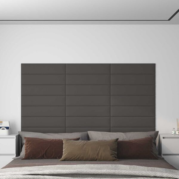 vidaXL Wall Headboard 12 pcs Dark Grey 60 x 15 cm Fabric