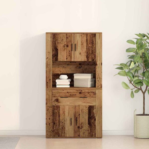 vidaXL Highboard with Drawer Old wood 80 x 33 x 150 cm Engineered wood