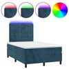 vidaXL Box Spring Bed with Mattress&LED Dark Blue 120x200 cm Velvet