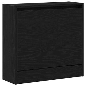 vidaXL Shoe Cabinet 60 x 21 x 57 cm Engineered Wood Black Oak