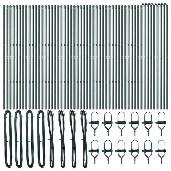 vidaXL Fence Post 52 pcs Green 3.2 x 3.2 x 150 cm