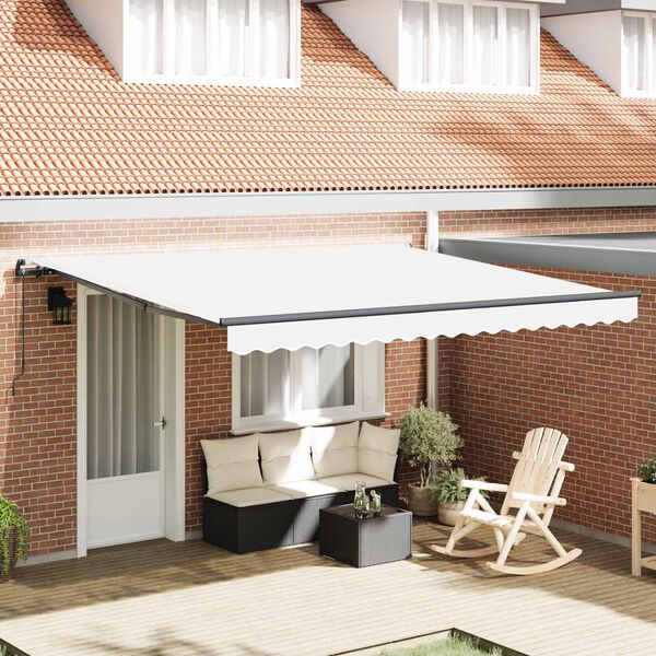 vidaXL Retractable Awning White 400 x 300 cm Polyester and Steel
