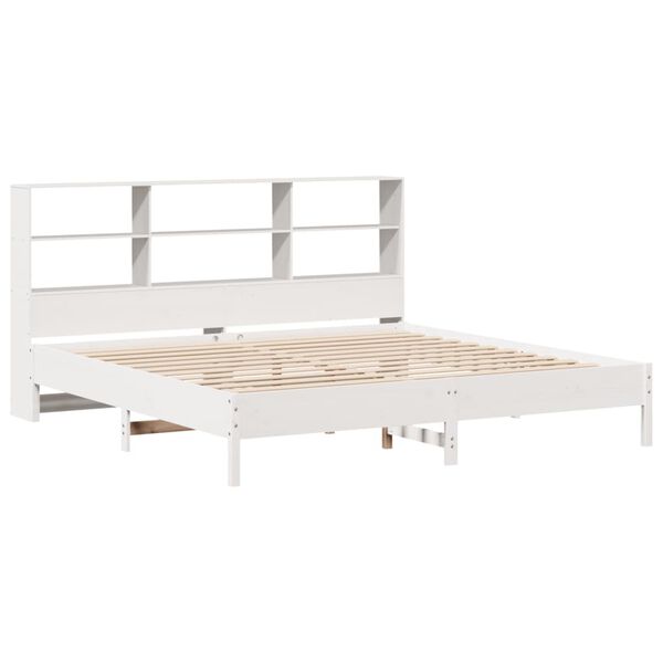 vidaXL Bookcase Bed without Mattress White 180x200 cm Super King Solid Wood Pine