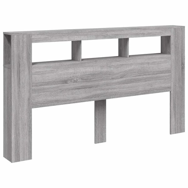 vidaXL LED Headboard Grey Sonoma 180x18.5x103.5 cm Engineered Wood