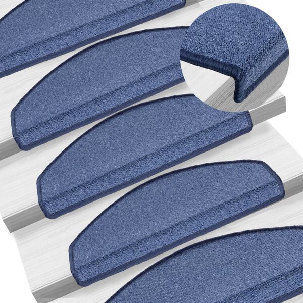 vidaXL Carpet Stair Treads 15 pcs Blue 65x24x4 cm